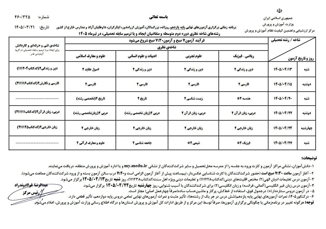 امتحانات