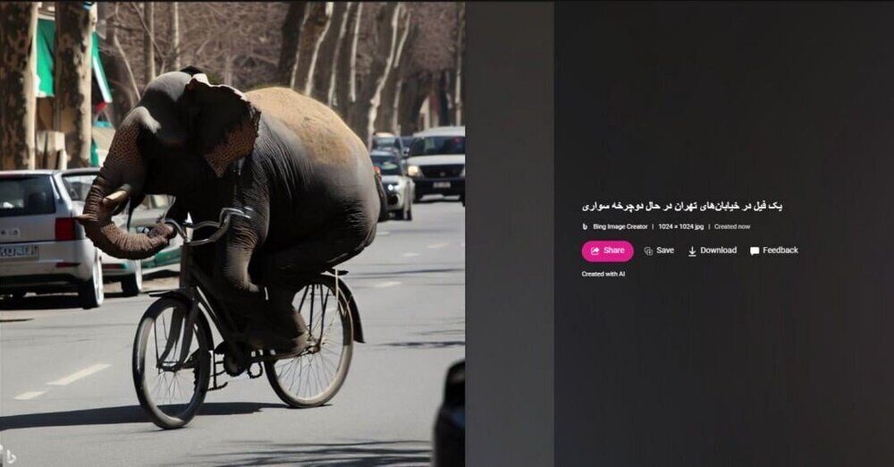 دوچرخه سواری عجیب یک فیل در تهران + عکس