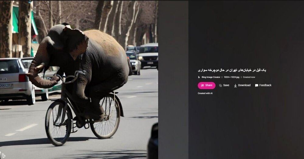 دوچرخه سواری عجیب یک فیل در تهران + عکس