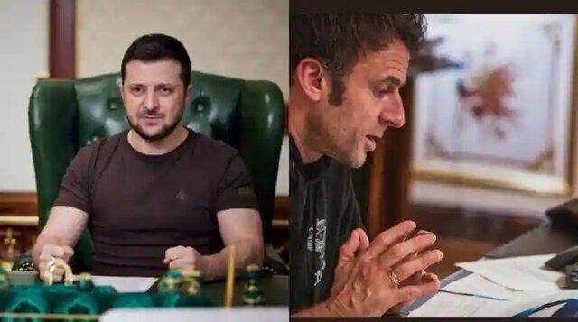 وقتی ماکرون ادای رئیس جمهور اوکراین را در می‌آورد!