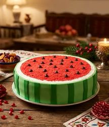 آموزش کیک هندوانه‌ای خانگی در قابلمه مخصوص یلدا