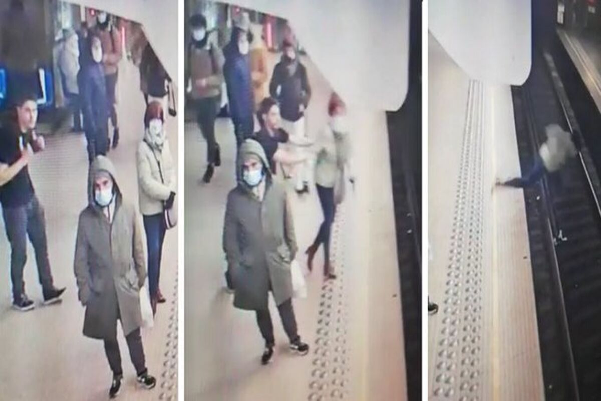 لحظه ترسناک هل دادن یک زن جلوی قطار مترو