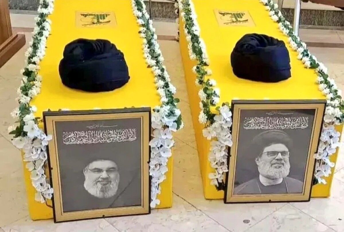  آماده‌سازی تابوت‌های شهیدان سیدحسن نصرالله و هاشم صفی‌الدین